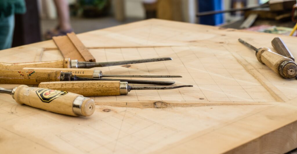 woodcarving knives—a good activity for self-care for men